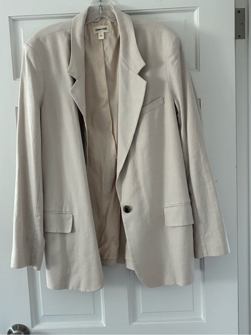 Women's Cream Single-Button Blazer Jacket